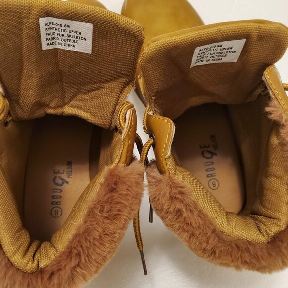 Rouge Helium Tan Faux Fur Lace Up Round-Toe Ankle Bootie Boots - (8M) - Picture 13 of 13